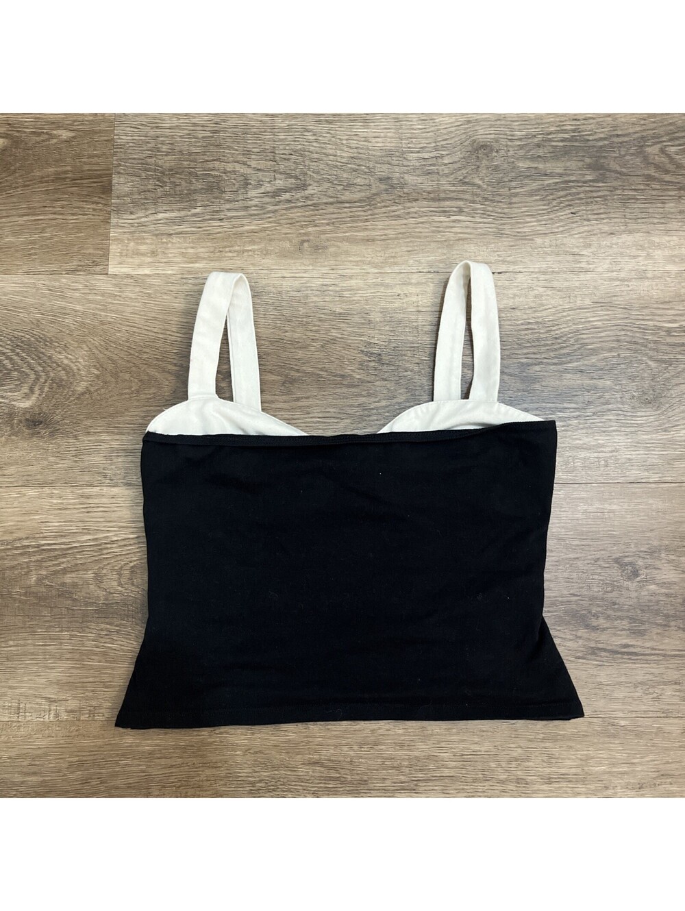 Reformation Womens Black/White Colorblock Square Neck Wide Strap Cropped Tank